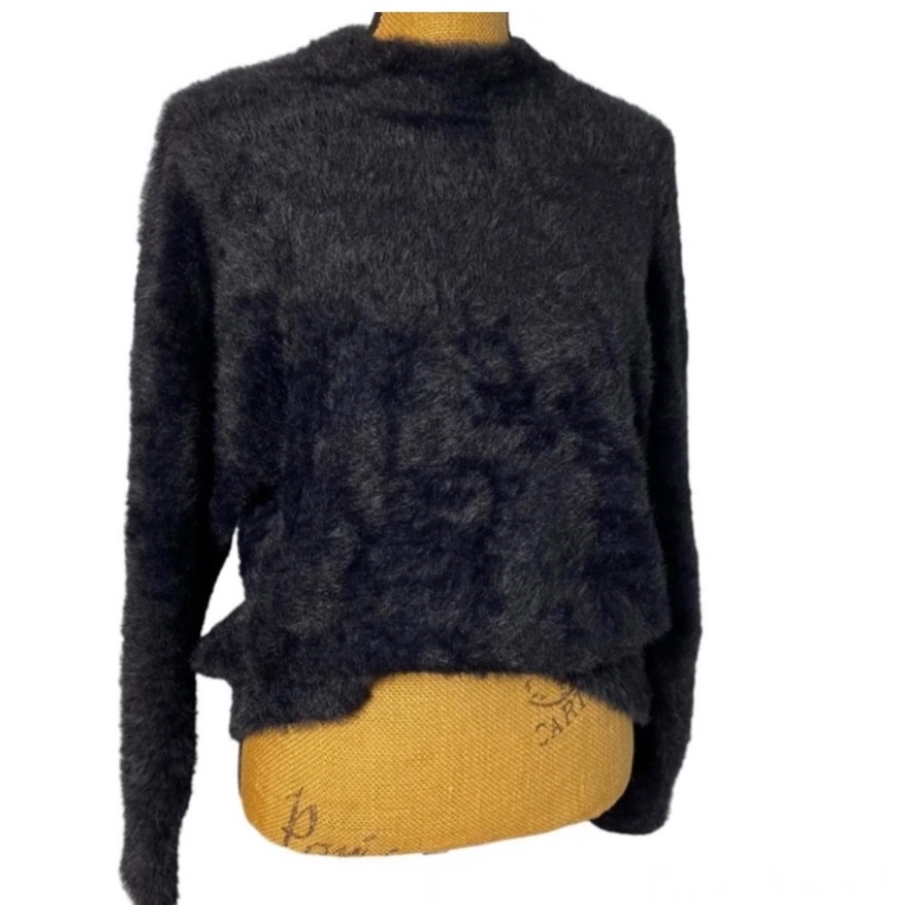 Monki Black Fuzzy Soft Textured Relaxed Casual Warm Winter Sweater M